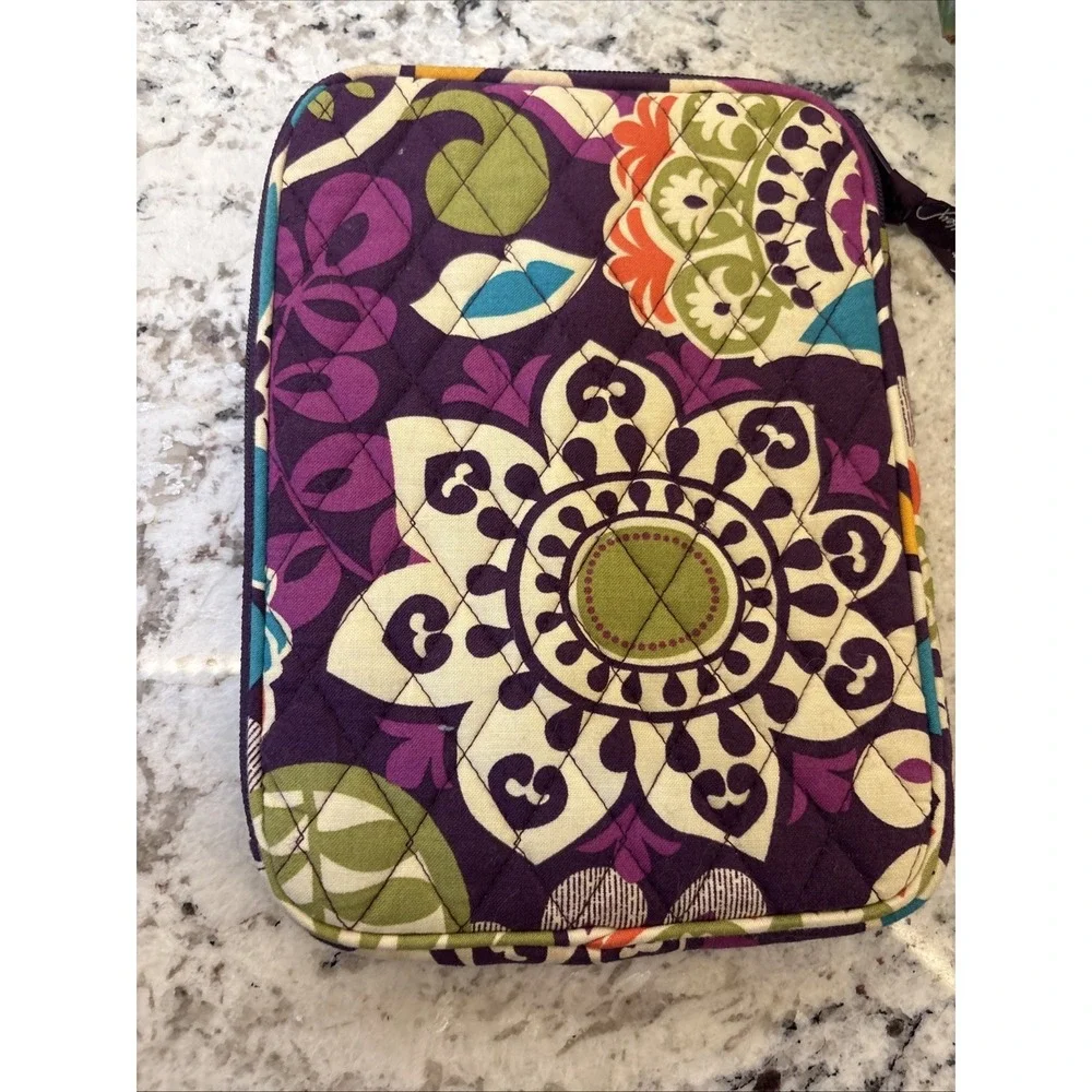 Retired Plum‎ Crazy Quilted Cotton Floral Design Tablet Case 9 X 6.5 Inches